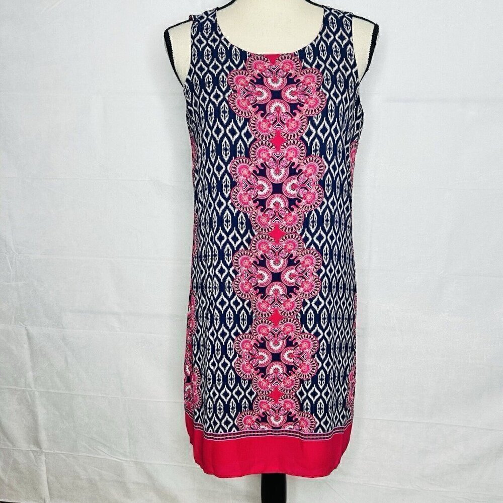 Rose & Olive Sheath Tank Dress Multicolor Geometric Sleeveless Scoop Size 4